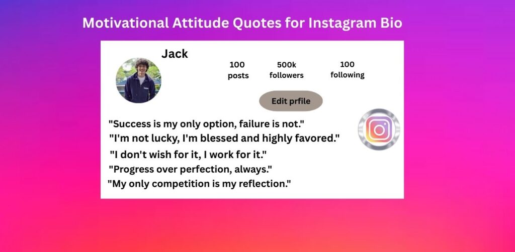 Motivational Attitude Quotes for Instagram Bio