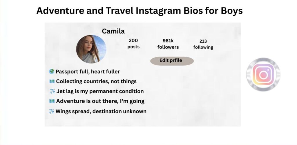 Adventure and Travel Instagram Bios for Boys