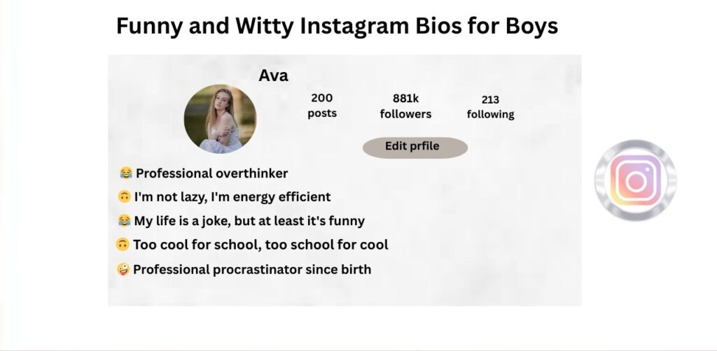 Funny and Witty Instagram Bios for Boys