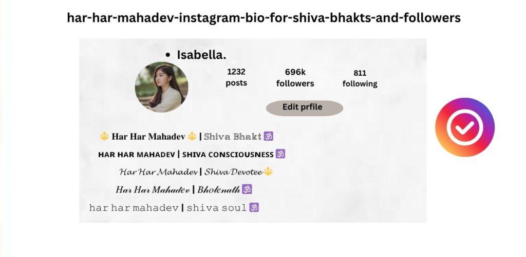 Har Har Mahadev Instagram Bio for Shiva Bhakts and Followers