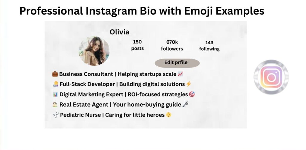 Professional Instagram Bio with Emoji Examples