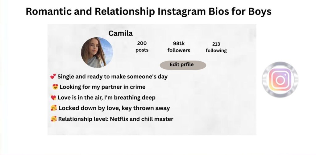Romantic and Relationship Instagram Bios for Boys