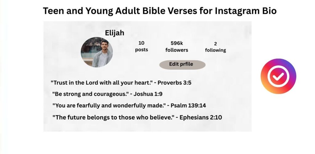 Teen and Young Adult Bible Verses for Instagram Bio