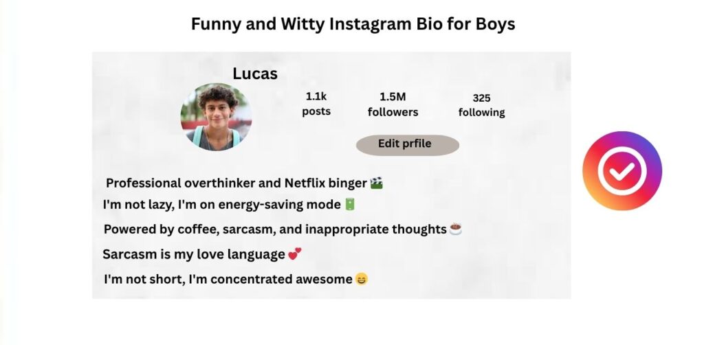 Funny and Witty Instagram Bio for Boys