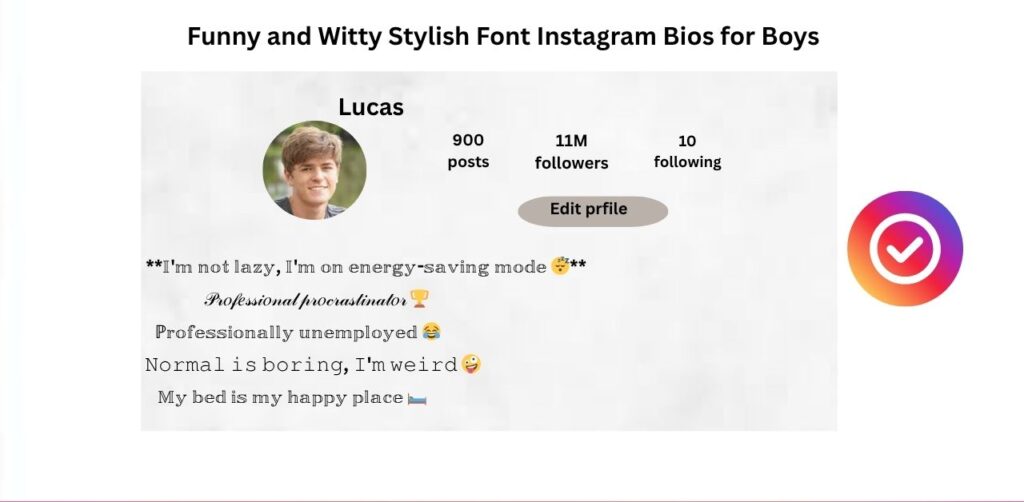 Funny and Witty Stylish Font Instagram Bios for Boys